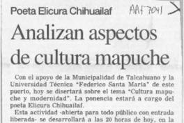 Analizan aspectos de cultura mapuche  [artículo].