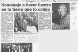 Homenaje a Oscar Castro en la tierra que lo cobijó  [artículo].