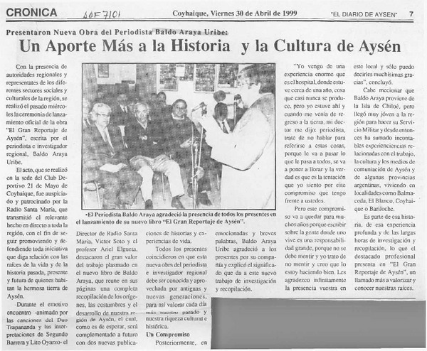Un Aporte más a la historia y la cultura de Aysén  [artículo].