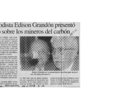 Periodista Edison Grandón presentó libro sobre los mineros del carbón  [artículo].