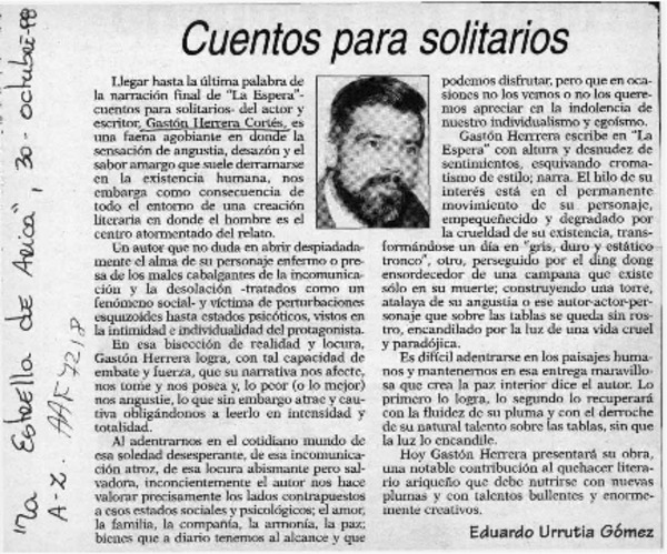Cuentos para solitarios  [artículo] Eduardo Urrutia Gómez.