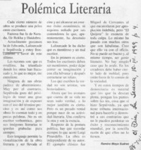 Polémica literaria  [artículo] Ramiro Moya Suárez.