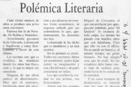 Polémica literaria  [artículo] Ramiro Moya Suárez.