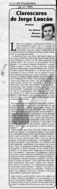 Claroscuros de Jorge Loncón  [artículo] Nelson Navarro Cendoya.