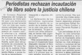 Periodistas rechazan incautación de libro sobre la justicia chilena  [artículo].