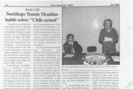 Sociólogo Tomás Moulian habló sobre "Chile actual"  [artículo].