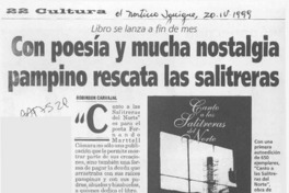 Con poesía y mucha nostalgia pampino rescata las salitreras  [artículo] Robinson Carvajal.