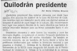 Quilodrán presidente  [artículo] María Cristina Menares.
