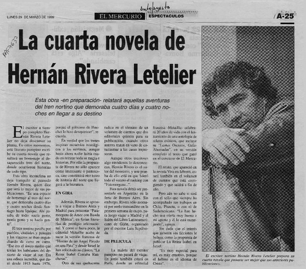 La Cuarta novela de Hernán Rivera Letelier  [artículo].