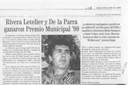 Rivera Letelier y De la Parra ganaron Premio Municipal 99  [artículo].