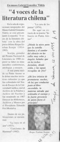 "4 voces de la literatura chilena"  [artículo].