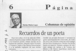 Recuerdos de un poeta  [artículo] Marino Muñoz Lagos.