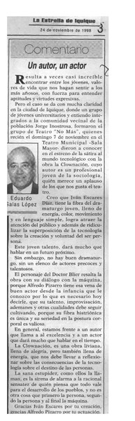 Un autor, un actor  [artículo] Eduardo Salas López.