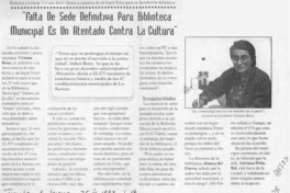 "Falta de sede definitiva para biblioteca municipal es un atentado contra la cultura"  [artículo].