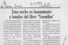 Esta noche es lanzamiento y bautizo del libro "Versellos"  [artículo].