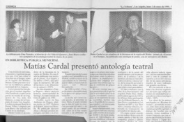 Matías Cardal presentó antología teatral  [artículo].