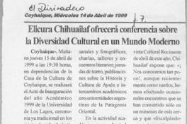 Elicura Chihuailaf ofrecerá conferencia sobre la diversidad cultural en un mundo moderno  [artículo].