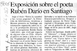 Exposición sobre el poeta Rubén Darío en Santiago  [artículo].