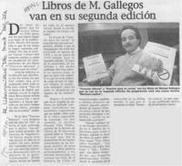 Libros de M. Gallegos van en su segunda edición  [artículo].