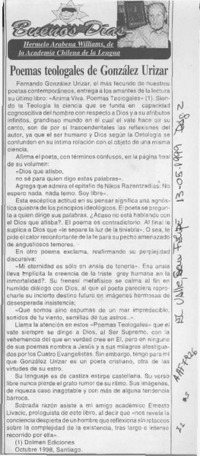 Poemas teologales de González Urizar  [artículo] Hermelo Arabena Williams.