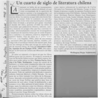 Un cuarto de siglo de literatura chilena  [artículo] Wellington Rojas Valdebenito.