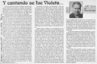Y cantando se fue violeta --  [artículo] Manuel R. Gallo.