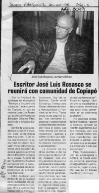 Escritor José Luis Rosasco se reunirá con comunidad de Copiapó  [artículo].