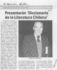 Presentarán "Diccionario de la literatura chilena"  [artículo].