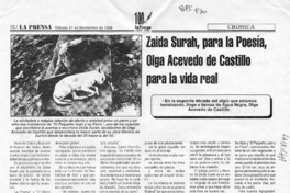 Zaida Surah, para la poesía, Olga Acevedo de Castillo para la vida real  [artículo].