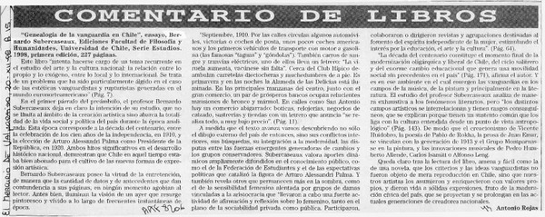 "Genealogía de la vanguardia en Chile"  [artículo] Antonio Rojas.