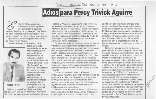 Adiós para Percy Trivick Aguirre  [artículo] Kabur Flores.