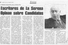 Escritores de La Serena opinan sobre candidatos  [artículo].