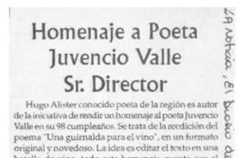 Homenaje a poeta Juvencio Valle  [artículo].