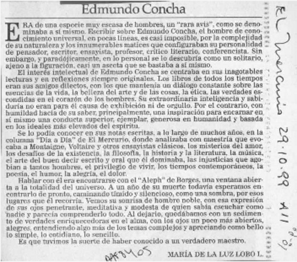 Edmundo Concha  [artículo] María de la Luz Lobo L.