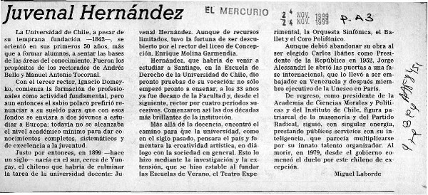 Juvenal Hernández  [artículo] Miguel Laborde.