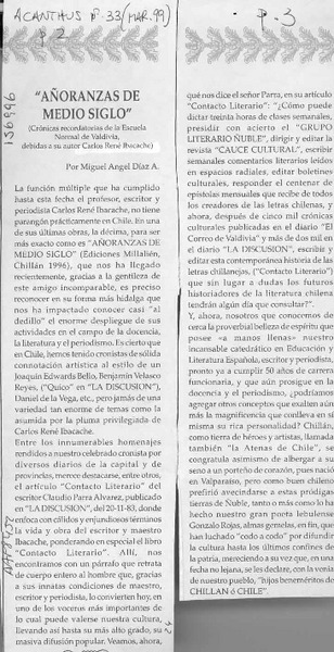 "Añoranzas de medio siglo"  [artículo] Miguel Angel Díaz A.