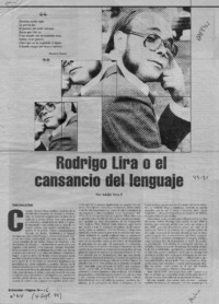 Rodrigo Lira o el cansancio del lenguaje  [artículo] Adolfo Vera P.