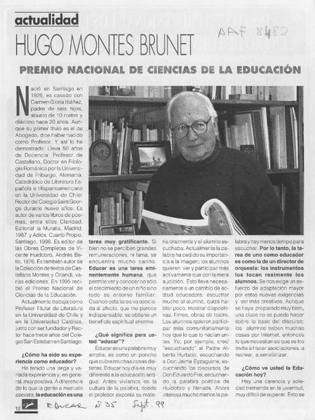 Hugo Montes Brunet  [artículo] M. Ignacia Mardones Domínguez.