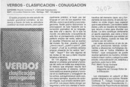 Verbos, clasificación, conjugación  [artículo] Mario Farías Andrade.