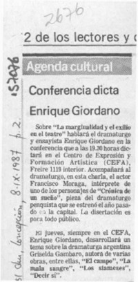 Conferencia dicta Enrique Giordano  [artículo].