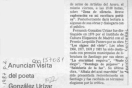 Anuncian visita del poeta González-Urízar  [artículo].