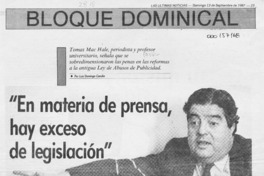 "En materia de prensa, hay exceso de legislación"  [artículo] Luis Domingo Candia.