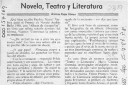 Novela, teatro y literatura  [artículo] Antonio Rojas Gómez.
