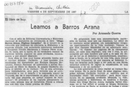 Leamos a Barros Arana  [artículo] Armando Guerra.