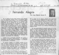 Fernando Alegría  [artículo] Juan Gabriel Araya G.