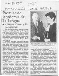Premios de Academia de la Lengua  [artículo].