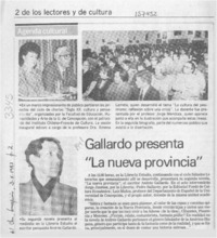 Gallardo presenta "La nueva provincia"  [artículo].