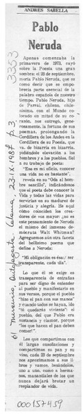 Pablo Neruda  [artículo] Andrés Sabella.