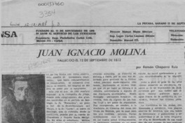 Juan Ignacio Molina  [artículo] Ramón Chaparro Ruiz.