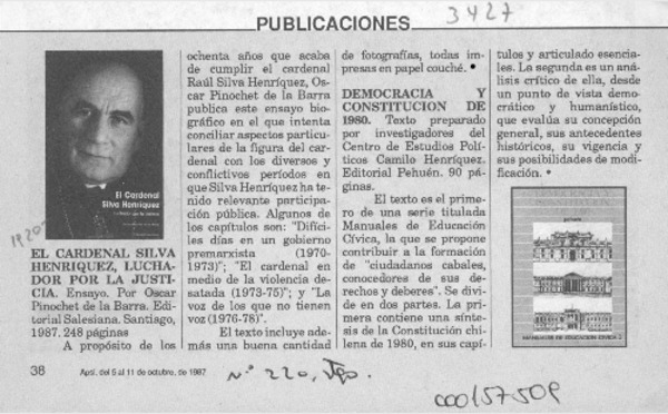 "El Cardenal Silva Henríquez, luchador por la justicia"  [artículo].